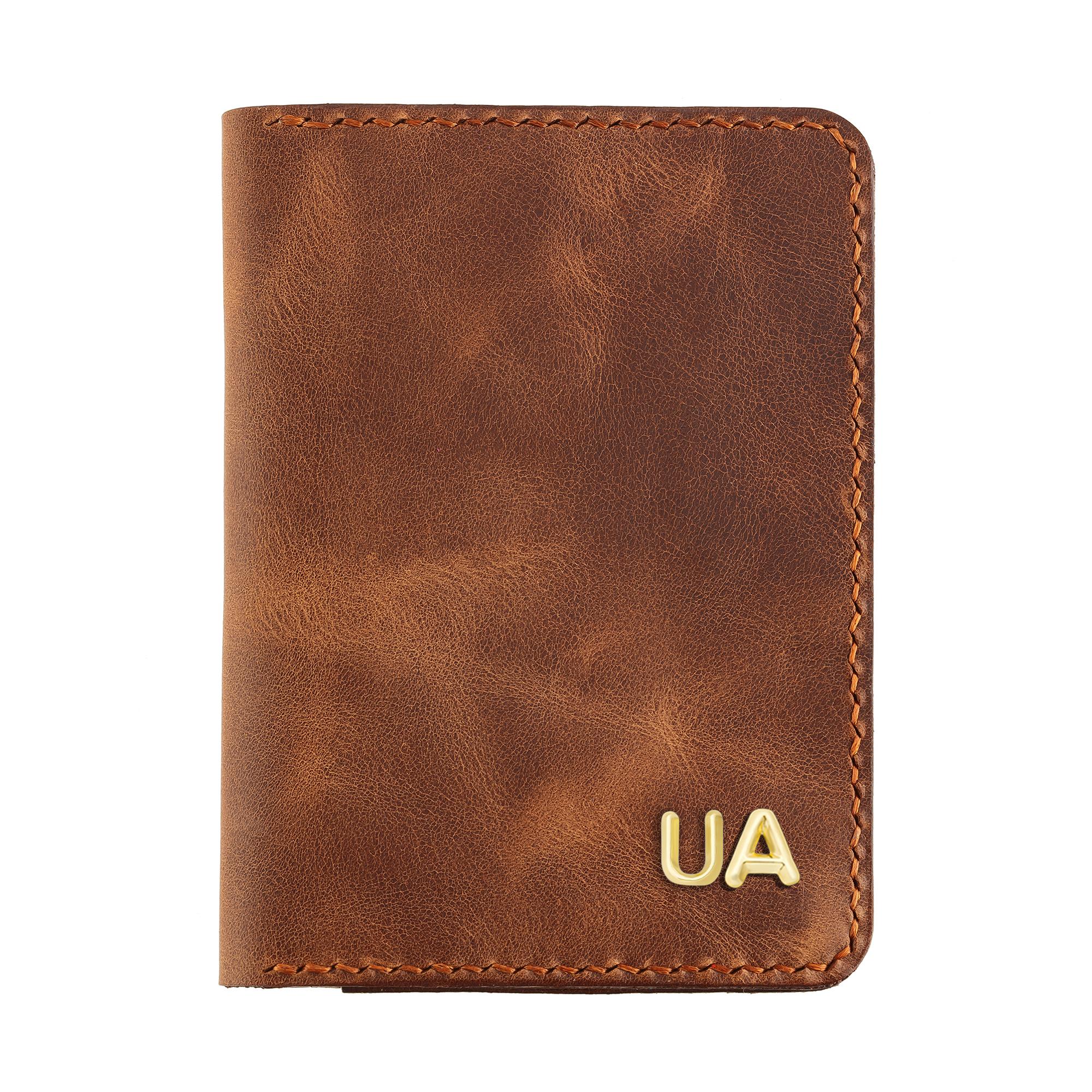 Twingold Personalised Leather Passport Cover - Brown