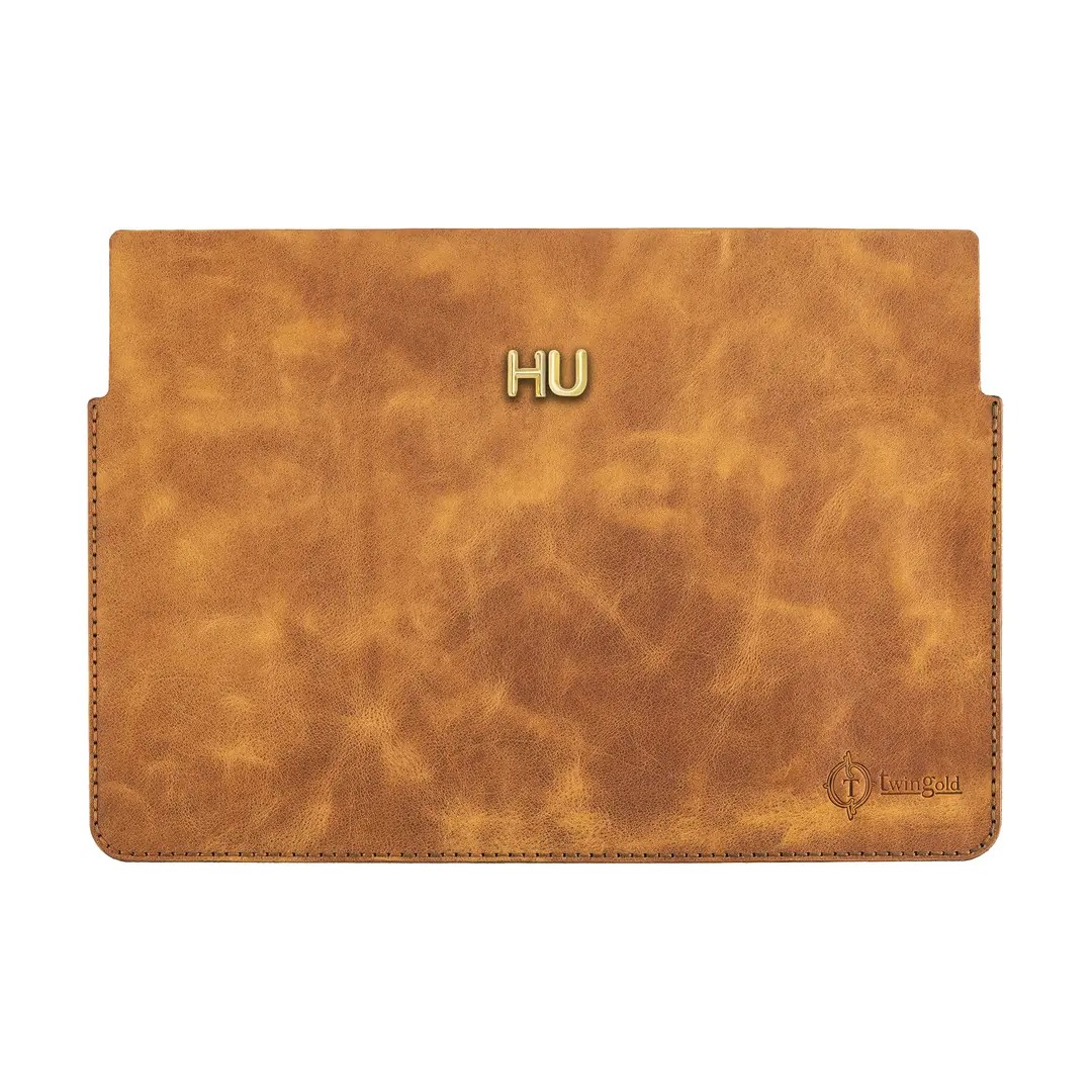 Twingold Personalised Leather iPad Macbook Case - Camel