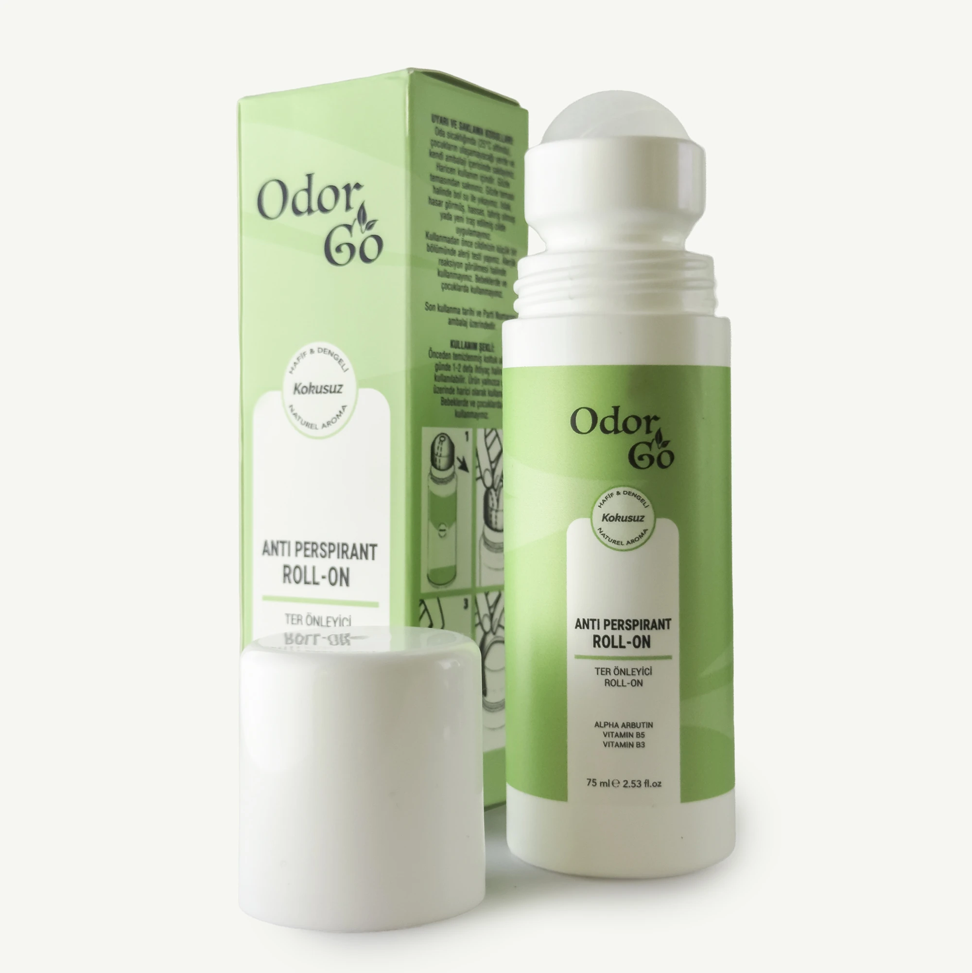 OdorGo Doğal Roll-On Deodorant Ter Kokusu Önleyici Leke Bırakmayan (Bitkisel/VEGAN) 75ml
