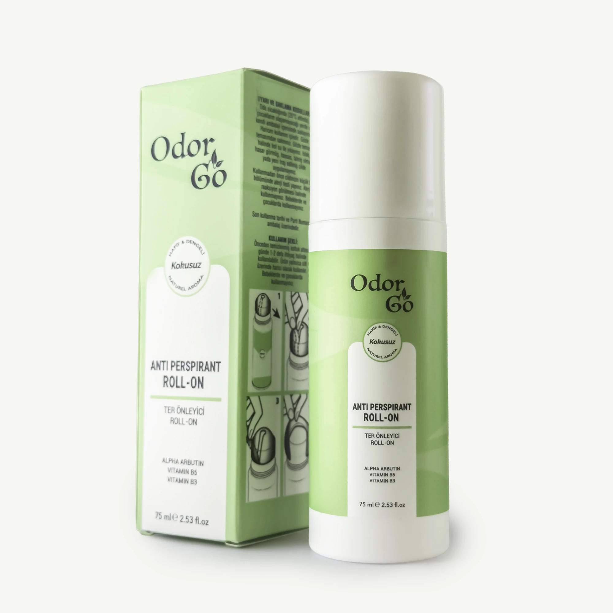OdorGo Doğal Roll-On Deodorant Ter Kokusu Önleyici Leke Bırakmayan (Bitkisel/VEGAN) 75ml