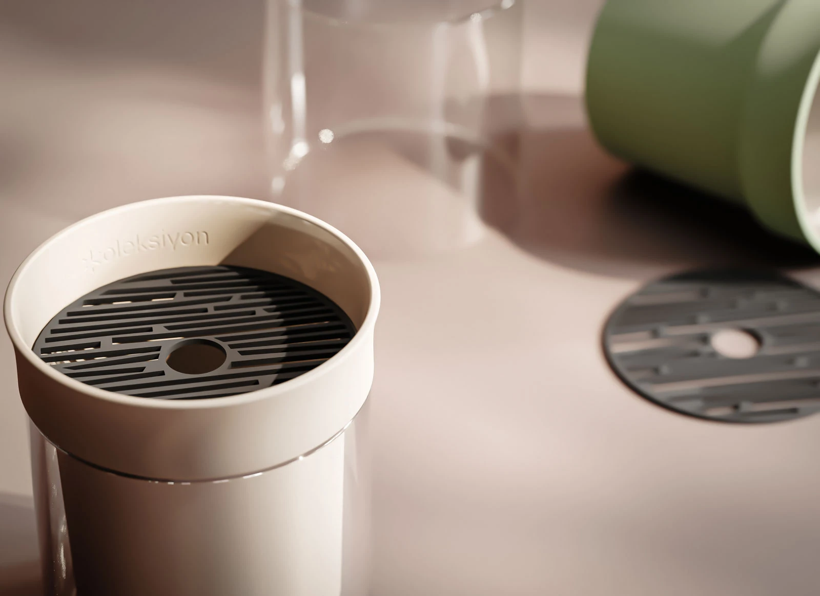 KOLEKSİYON - ODORGO Design Cam Stantlı Dekoratif Koku Yok Edici Jel - Bej