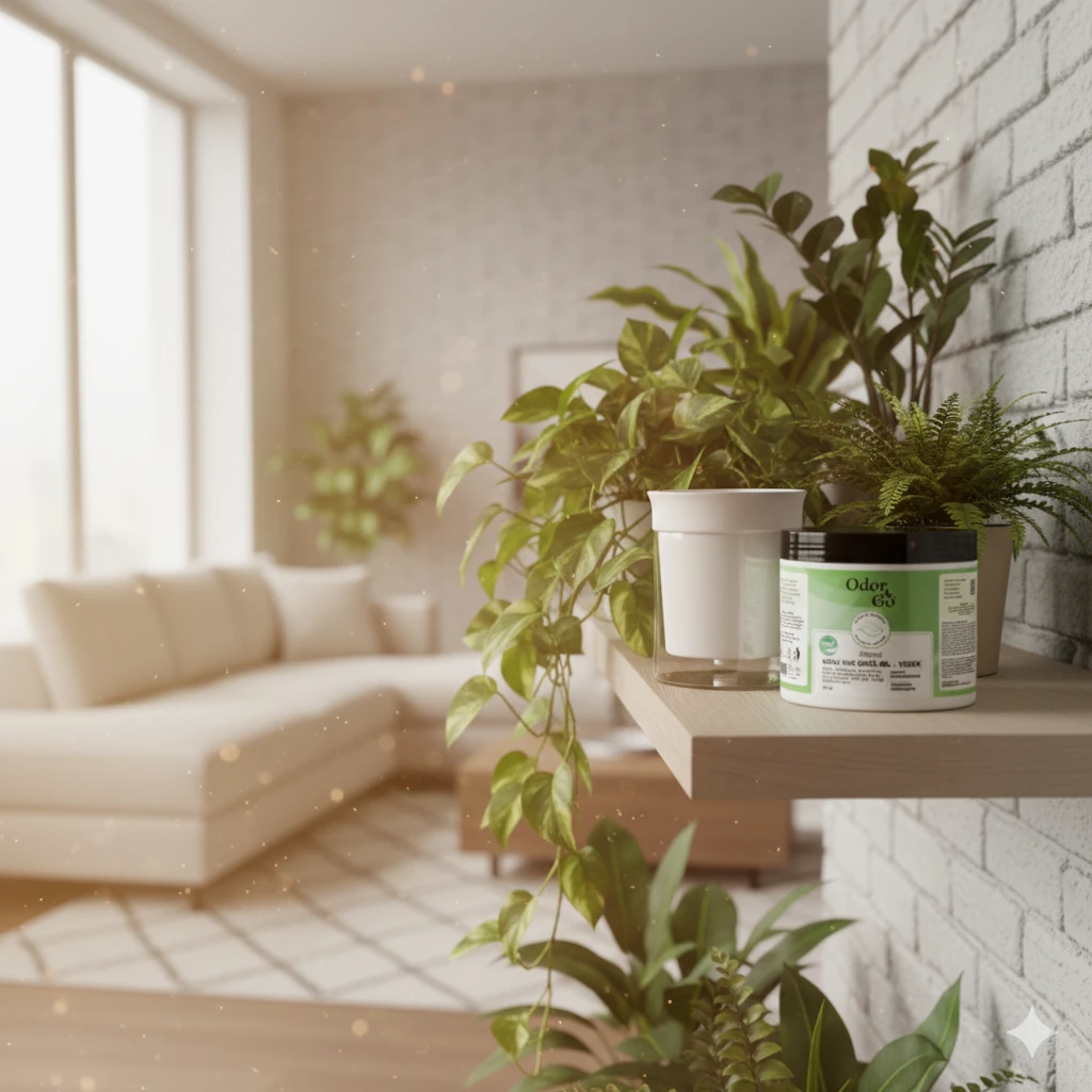 KOLEKSİYON - ODORGO Design Cam Stantlı Dekoratif Koku Yok Edici Jel - Bej