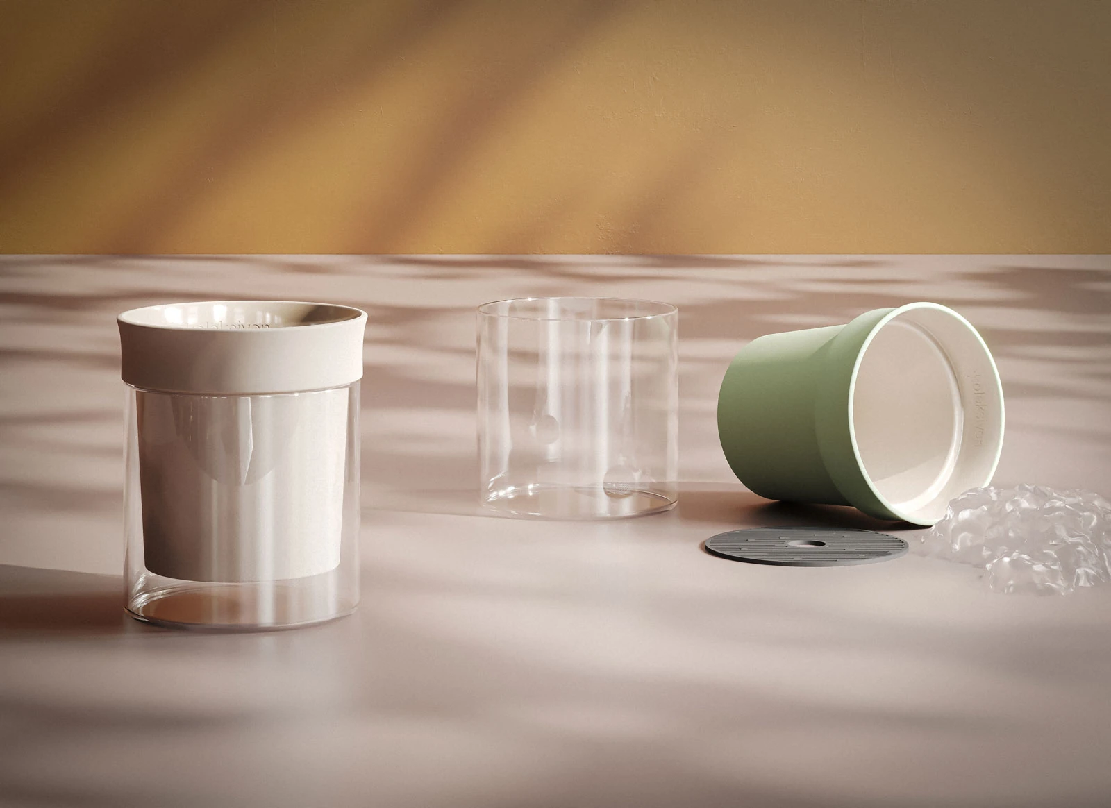 KOLEKSİYON - ODORGO Design Cam Stantlı Dekoratif Koku Yok Edici Jel - Bej