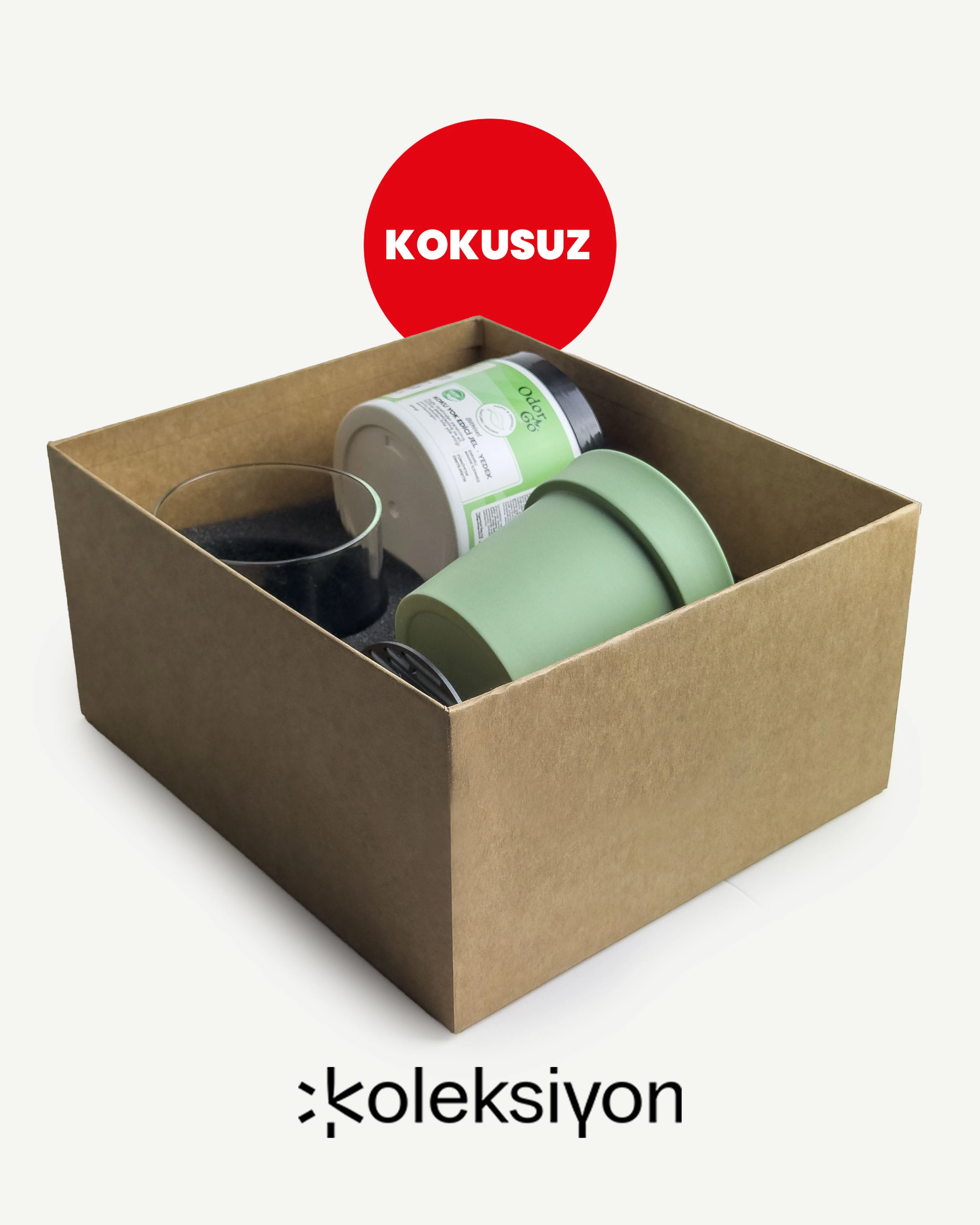 KOLEKSİYON - ODORGO Design Cam Stantlı Dekoratif Koku Yok Edici Jel - Siyah