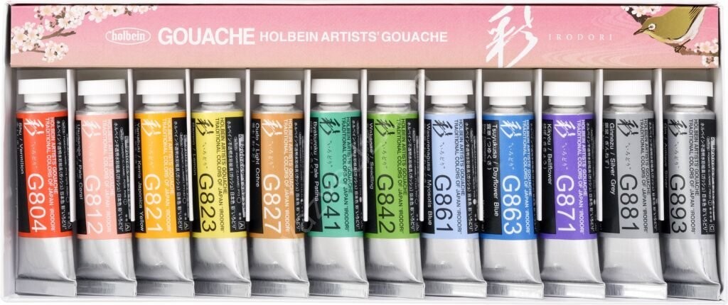 Holbein Artıst's Guaj Boya Seti 12'li 15 ml Spring Özel Seri,Geleneksel Japon Renkler