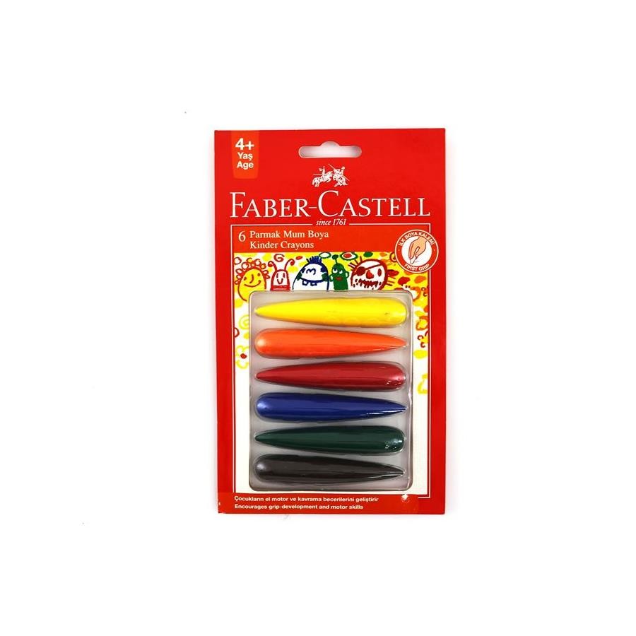 Faber Castell Çocuklar için, İz Bırakmayan, Zehirsiz, Parmak Mum Boya 6 Renk