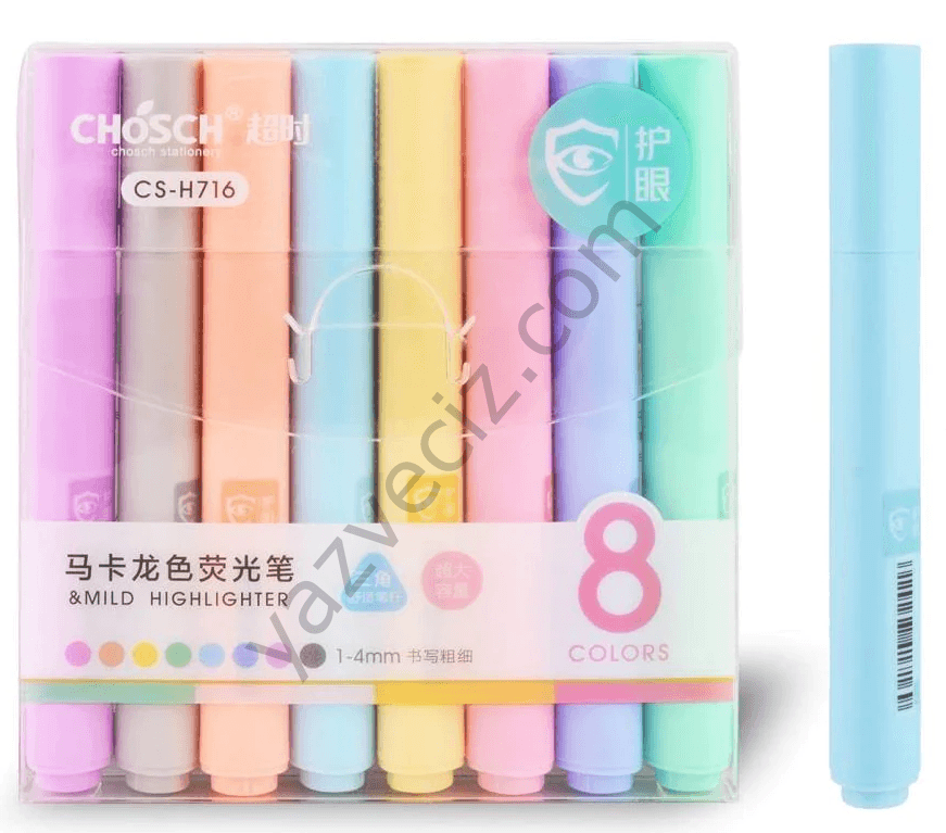 Chosch 8'li Pastel Fosforlu KalemSeti