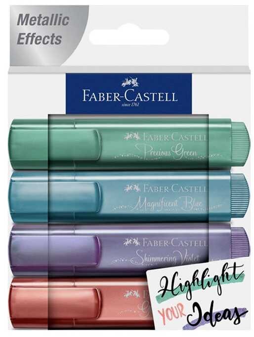 Faber Castell 4'lü Metalik Fosforlu Kalem Seti