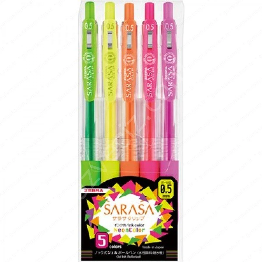 Zebra Sarasa Neon Color 5'li Jel Kalem Seti 0,5mm