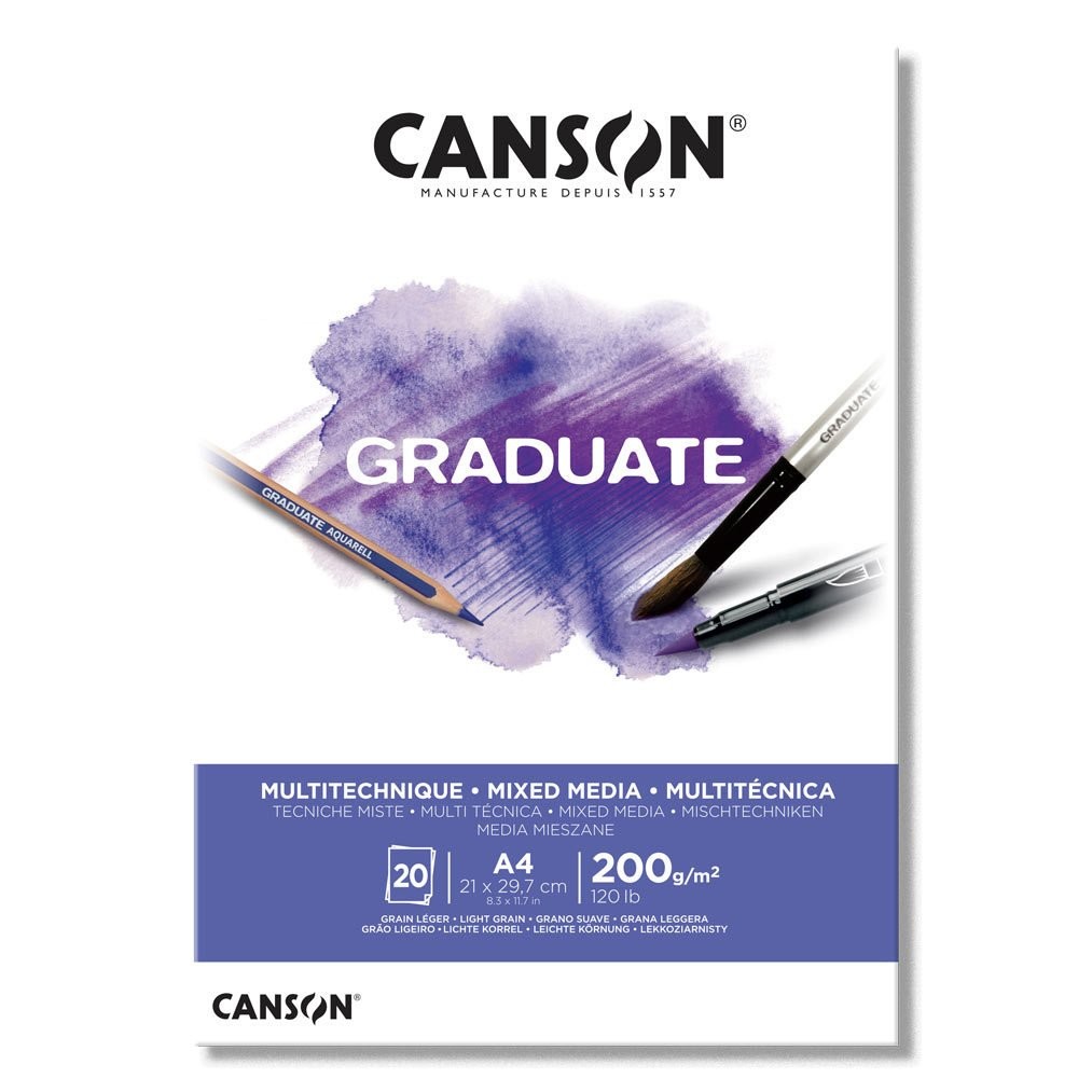 Canson Graduate Karışık Medya Beyaz  200 Gr  A4  Çizim Defteri