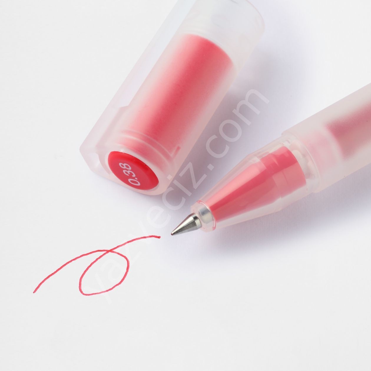 Muji Polypropylene Gel ink Ballpoint Pen Cap Style 0,38mm Red , Kırmızı Jel Kalem
