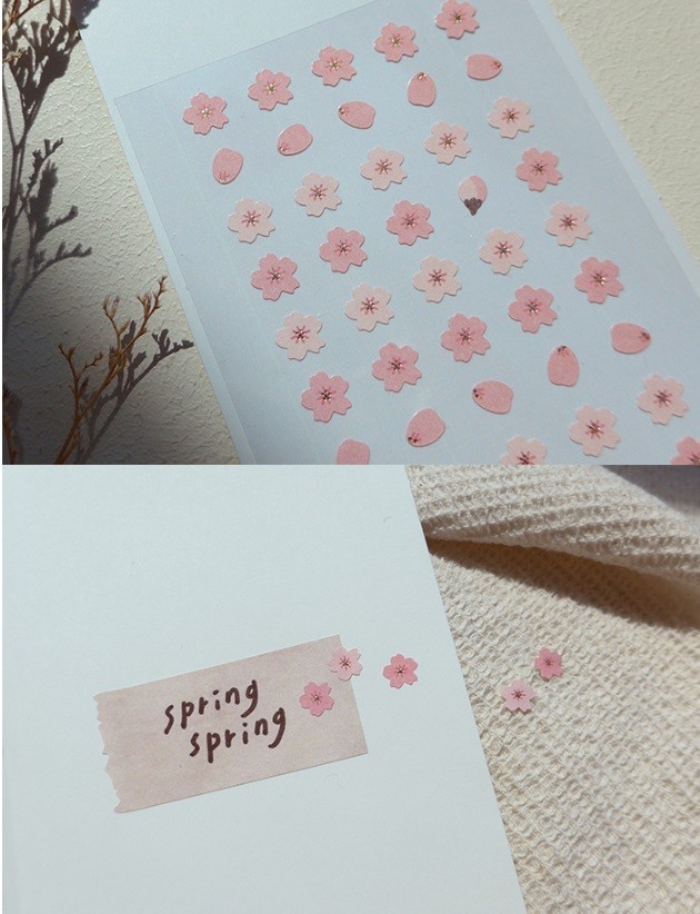  Kore Suatelier Sticker Çıkartma Mini Series - 106 Çiçek, Tırnak Stickerı