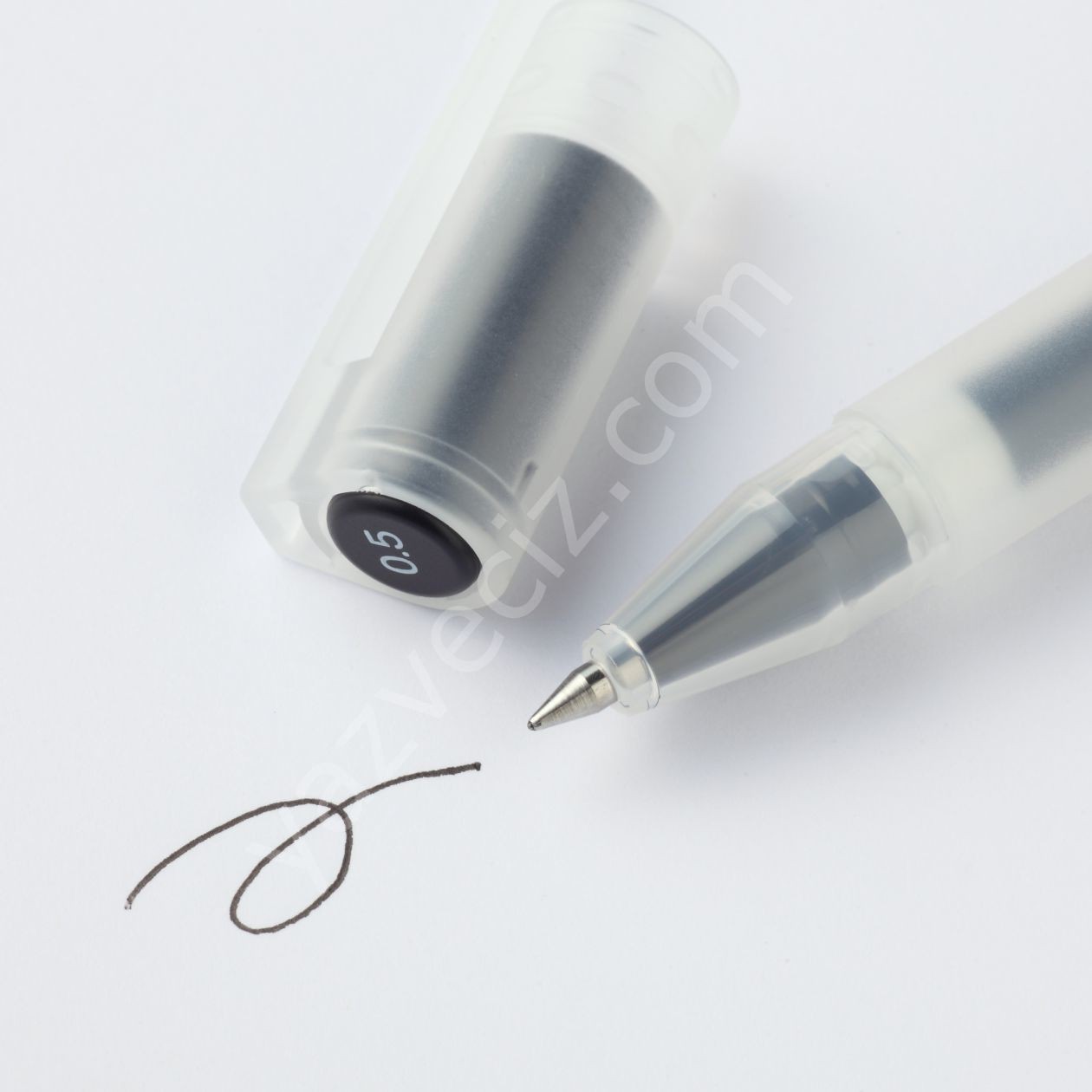 Muji POLYPROPYLENE Buzlu Şeffaf Kasa 0,5mm Siyah Jel Kalem, Black Cap Style Gel Pen