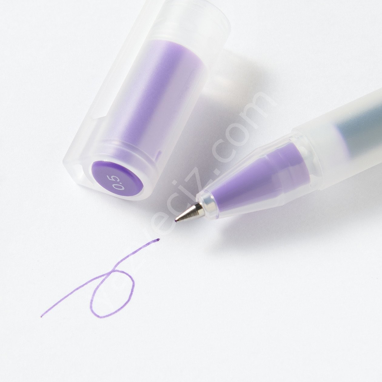Muji POLYPROPYLENE Buzlu Şeffaf Kasa 0,5mm Mor Jel Kalem, Purple Cap Style Gel Pen