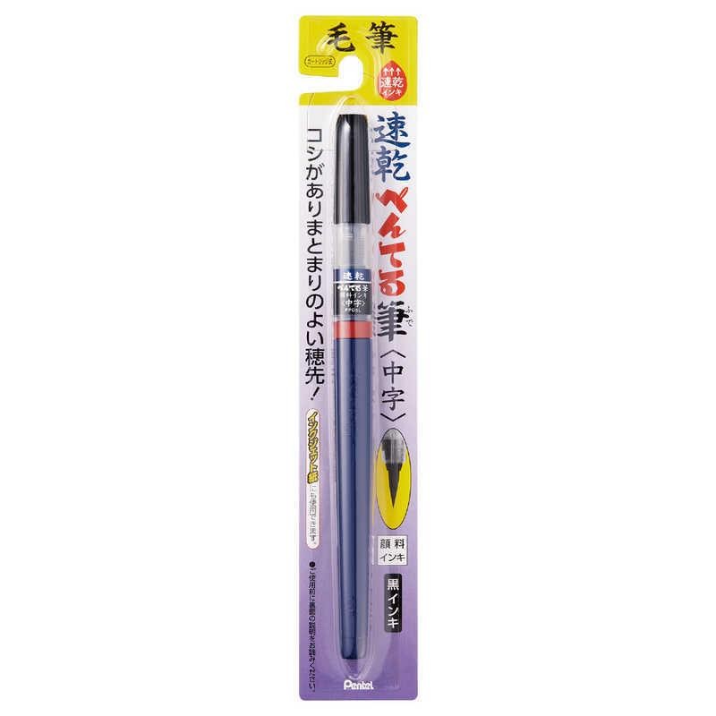 Pentel Fırça Uçlu Hızlı Kuruyan Dolum Mürekkepli Kalem Orta Uçlu - Siyah Mürekkep