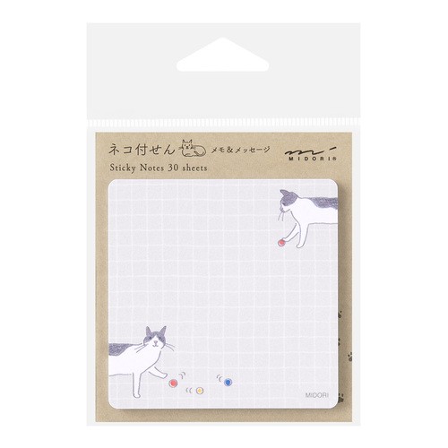 Midori Sticky Notes yapışkan not - Sticker - top ve kedi