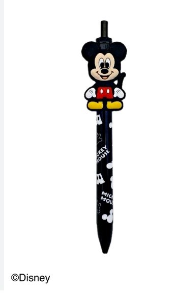 Disney Lastik Klipsli Siyah Jel  Kalem - Mickey 0.38mm uçlu 