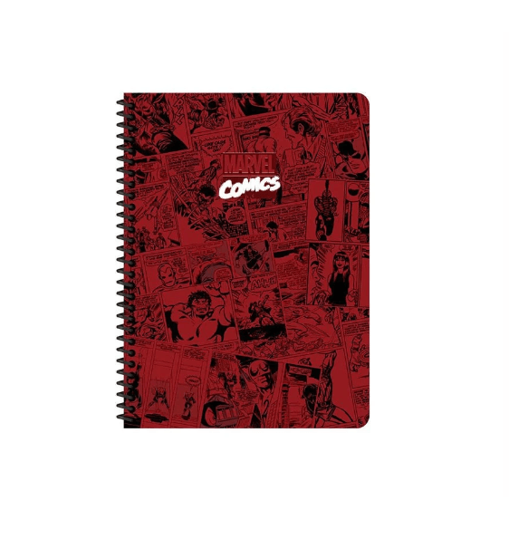 Marvel Defter Bordo Çizgili Spiralli Sert Kapak 100 Yaprak 17x24 cm