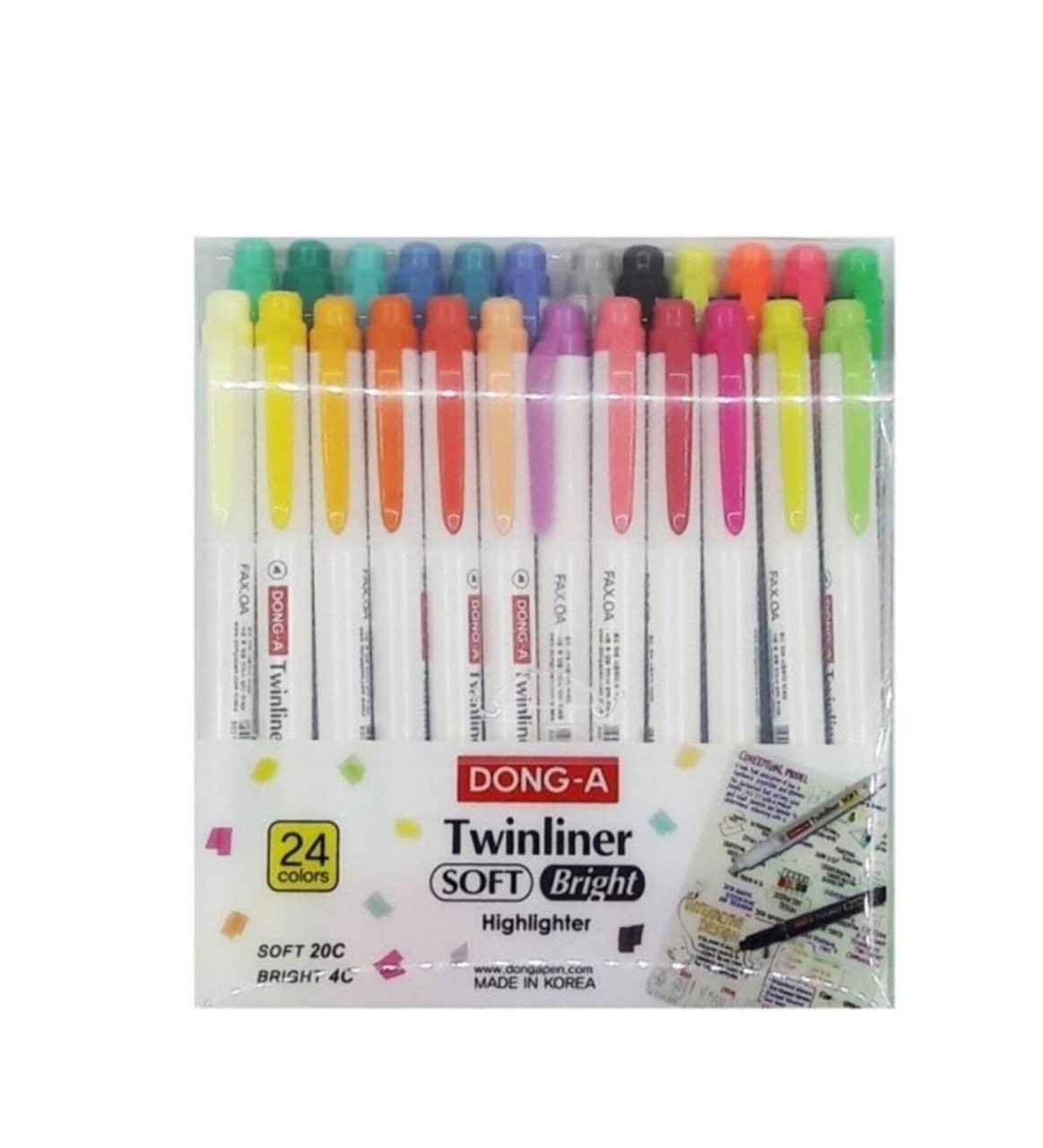 dong-a twinliner soft bright çift taraflı 24'lü kalem seti