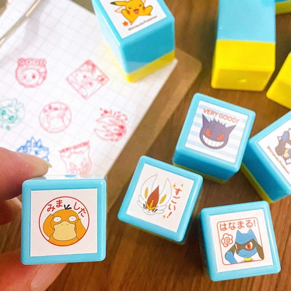 Pokemon Mini Pon Damgası Pikachu Mutlu - Mürekkep rengi: Pembe