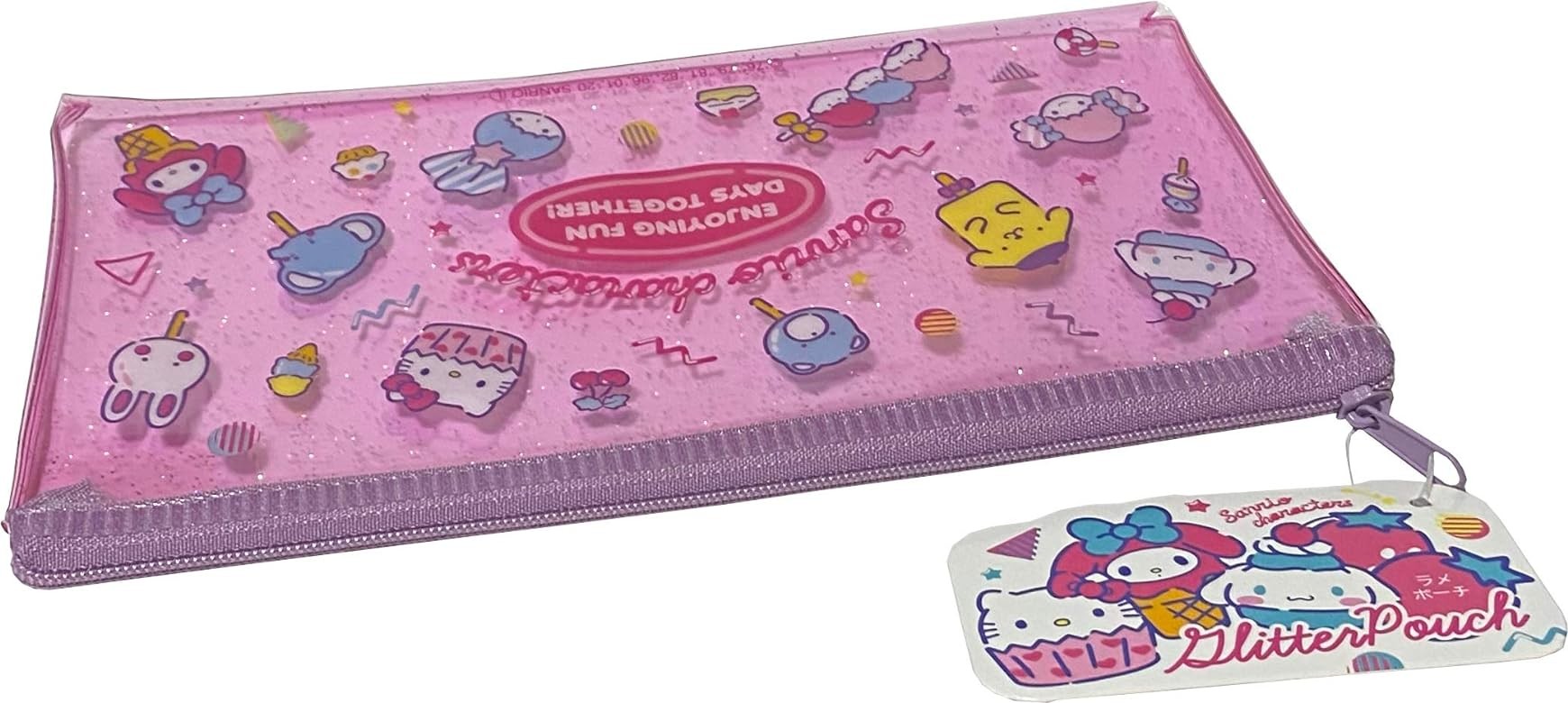 Sanrio Karakterler Düz Vinil Simli Kese -  Kalem Kutusu 20×10 cm