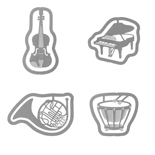 Midori Etching Clips Stationery Pattern Ataç Klips - Müzik Aleti