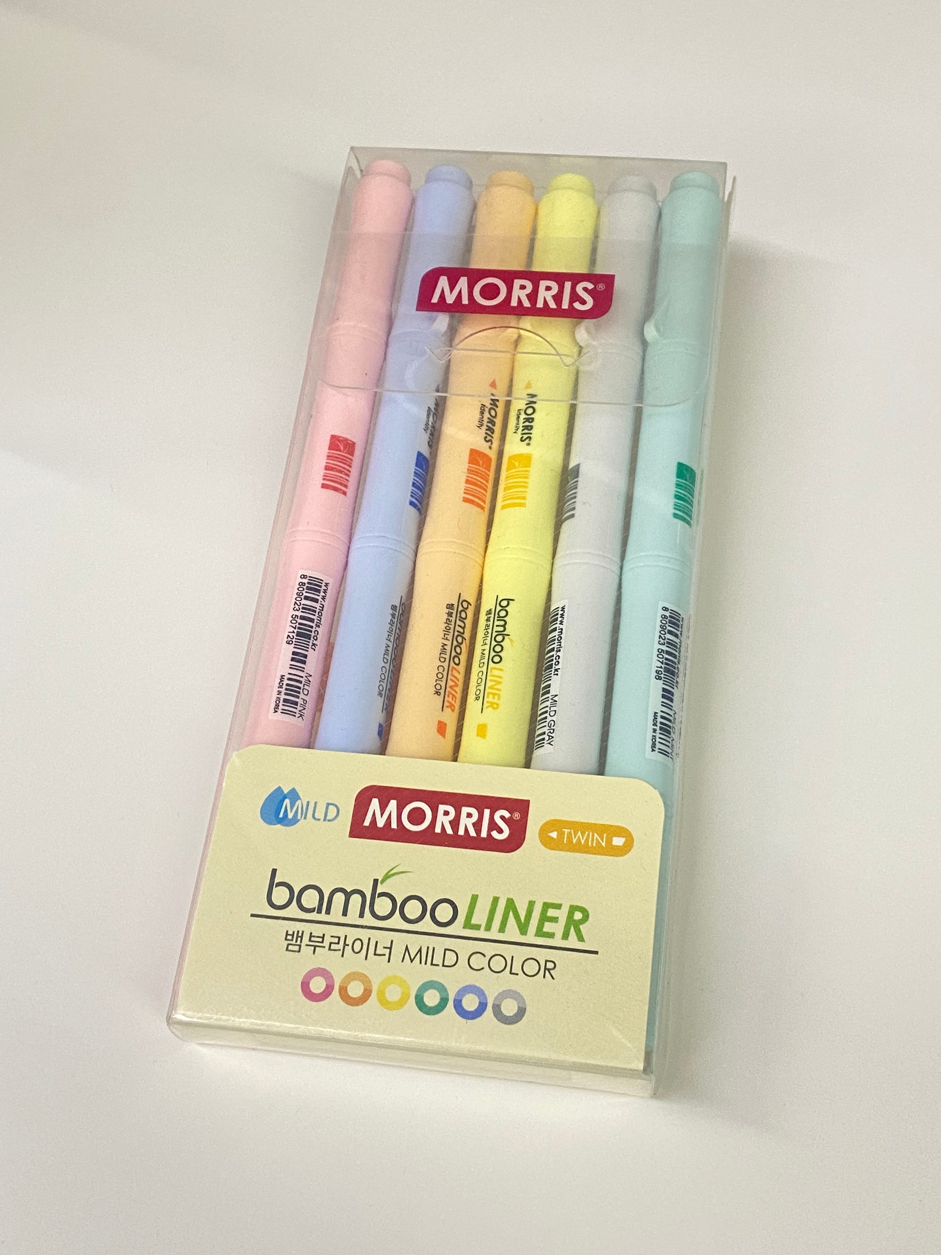 Kampanyalı Kore Fineliner Kalem Seti, Morris Bamboo Liner 6'lı, Çift Uçlu