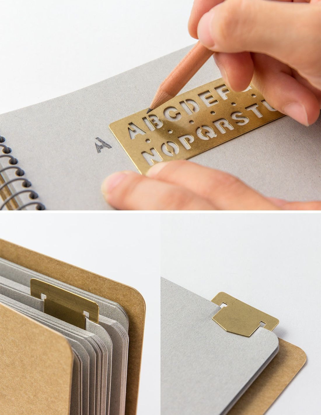 Traveler's Company Template Bookmark Alphabet - Pirinç Şablon Cetvel