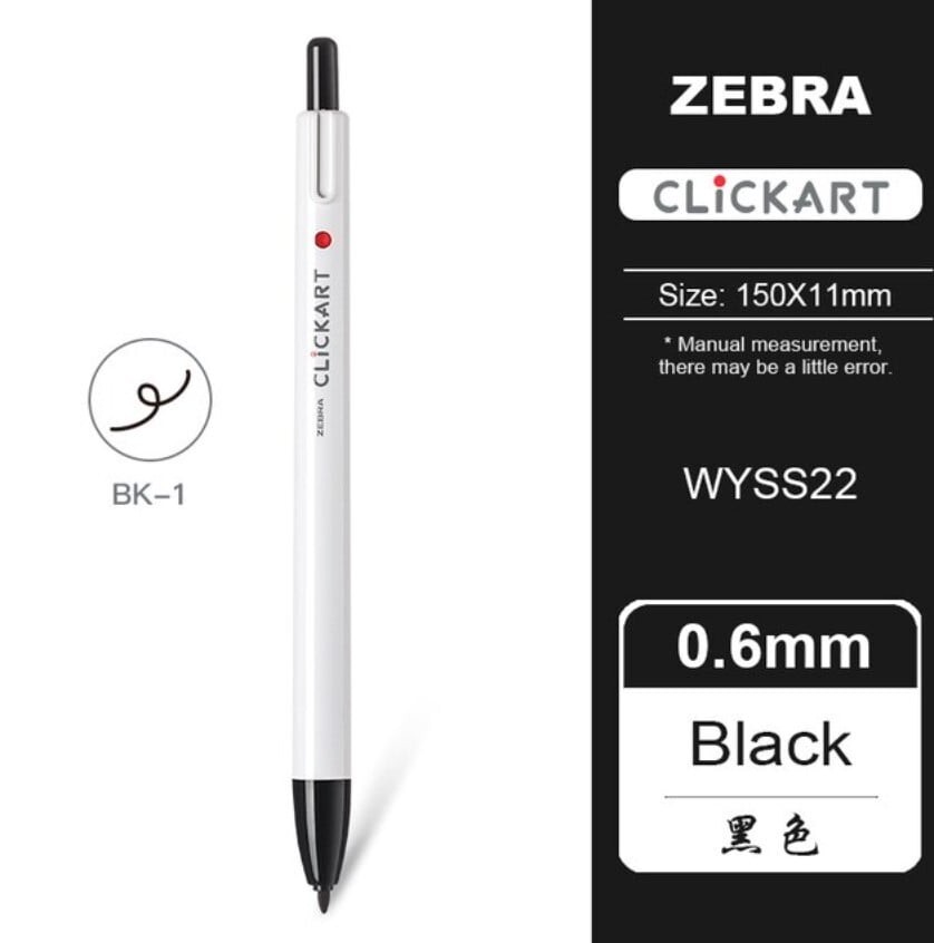 Zebra Click Art Siyah Keçeli Siyah Su Bazlı Kalıcı 0.6 mm 