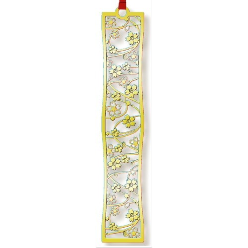 Bookmark Japon  Çiçek Desen Gold Kitap Ayracı