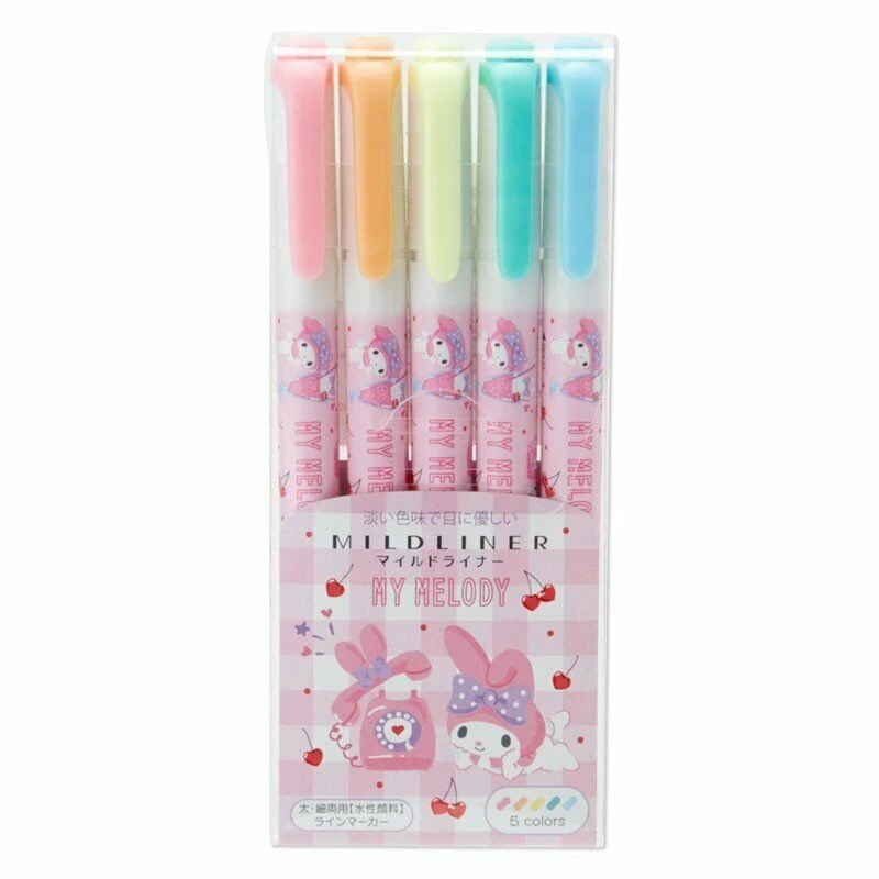 zebra mildliner my melody 5'li çift taraflı fosforlu kalem seti