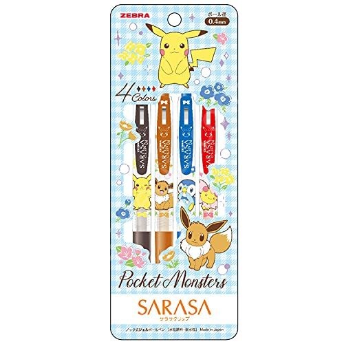 Zebra Sarasa Pocket Monsters Pikachu Jel Kalem Seti 4'Lü, Mavi Paket