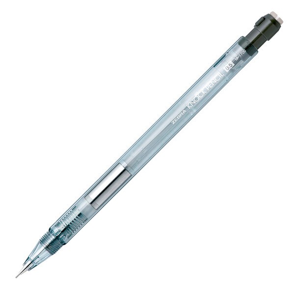 Zebra Knock Pencil Sallamalı Uç Çıkartan Versatil Mekanik Kalem 0.5 mm - Saydam Gri