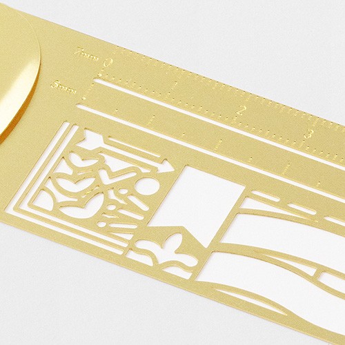 Midori Clip Ruler Dekoratif çizgi deseni Pirinç Şablon Cetvel