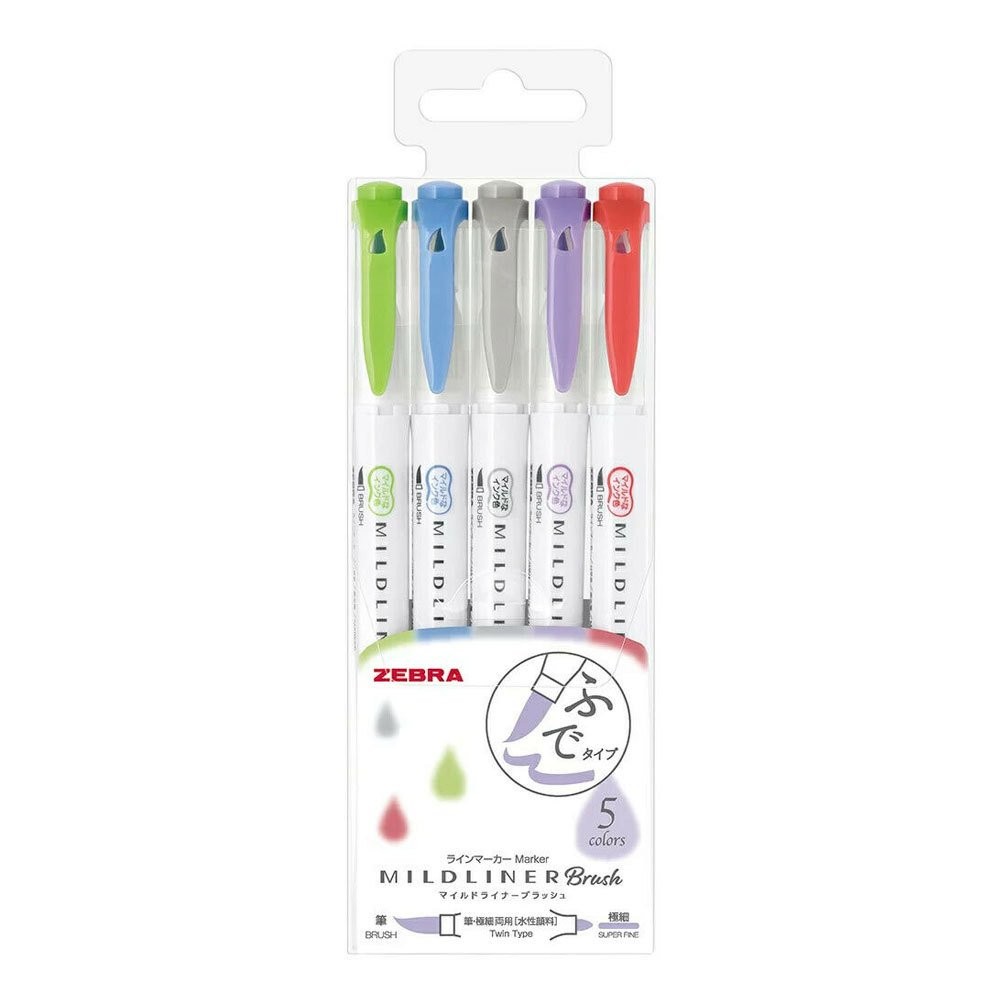 zebra mildliner çift taraflı brush fosforlu kalem seti