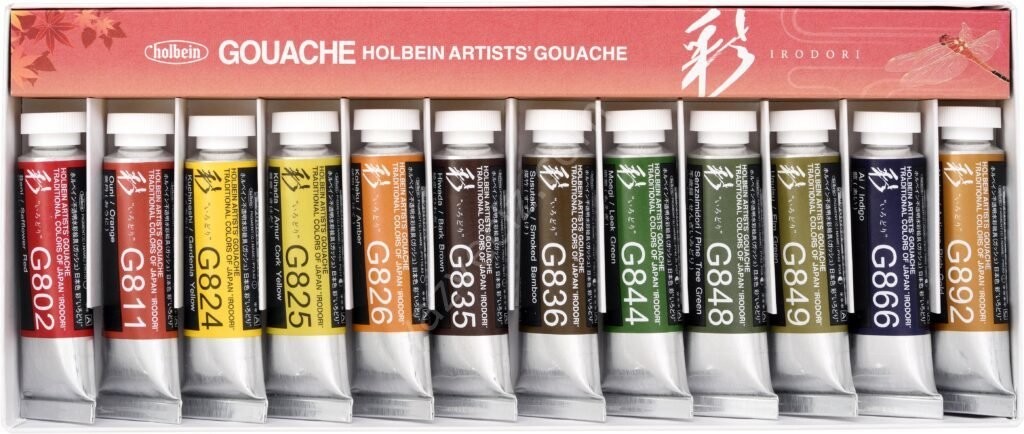 Holbein Artıst's Gouache Boya Seti 12'li 15 ml Autumn Özel Seri, Geleneksel Japon Renkleri Guvaş Boya Seti