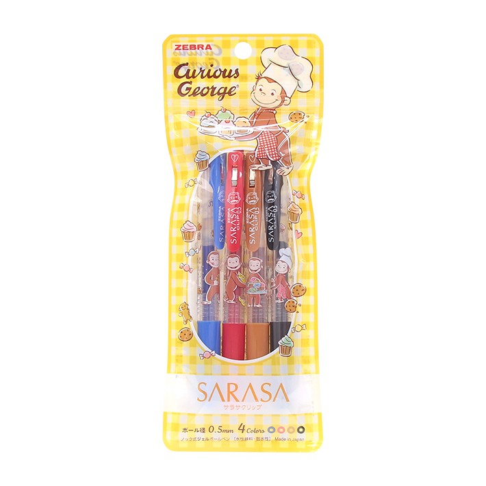 Kampanyalı Zebra Sarasa Clip 4 Color 0.5 mm Curious George Kalem Seti