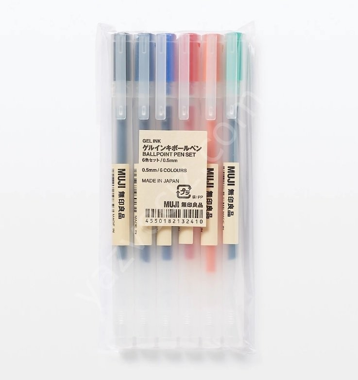 Muji Polypropylene 6'lı Jel Kalem Seti 0,5mm Gel Ink Ballpoint Pen Set 6 Colours