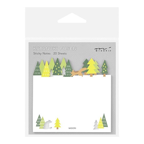 Midori Katanuki Fusen Sticky Notes Yapışkan not 20 yaprak - orman deseni