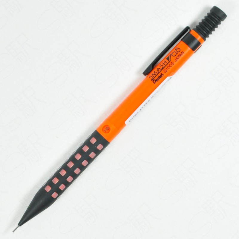 Pentel Smash 0.5mm Mekanik Kurşun Kalem [Q1005-ATFKS] Kılıflı - Clear Grip Siyah Turuncu