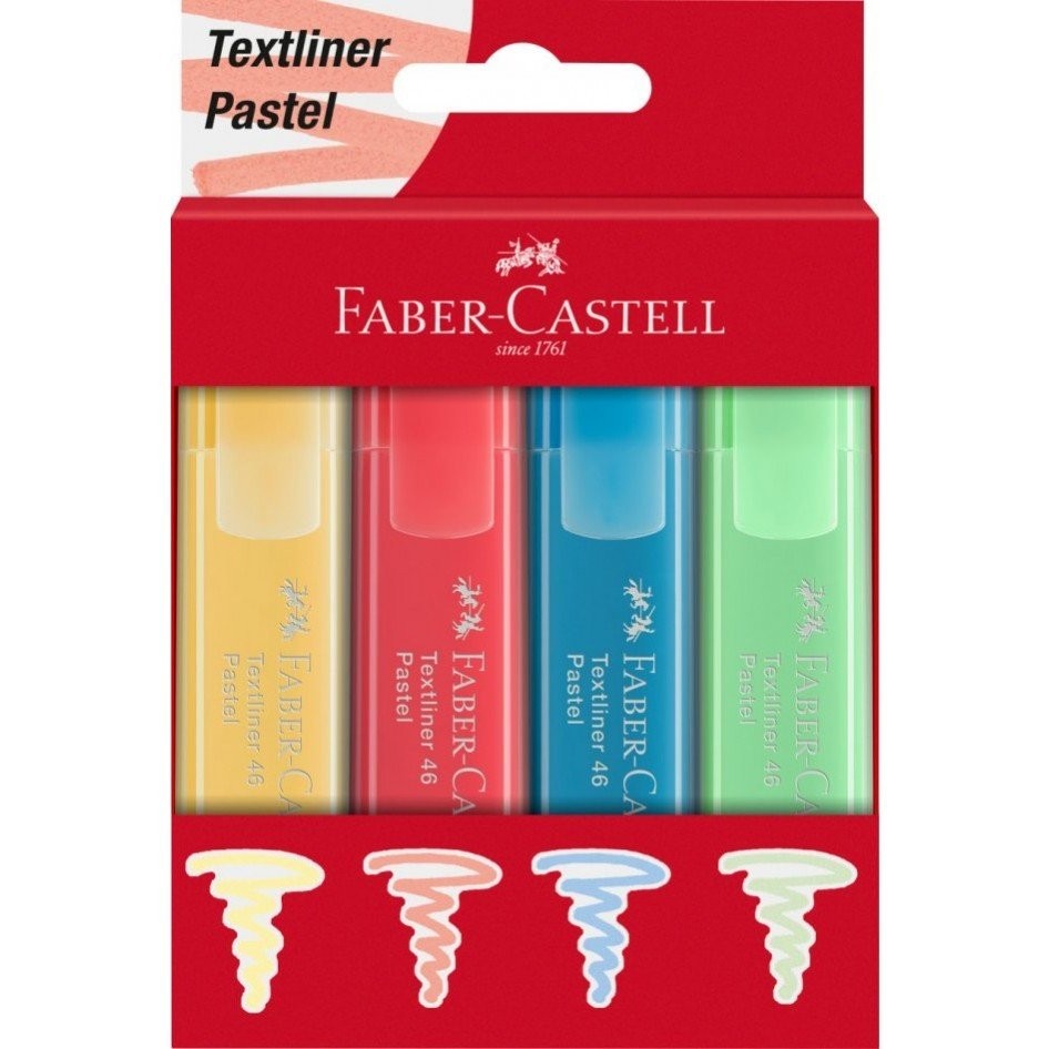 faber castell 46 pastel 4'lü fosforlu kalem seti