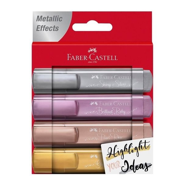 faber castell metalik 4 renk Fosforlu kalem seti