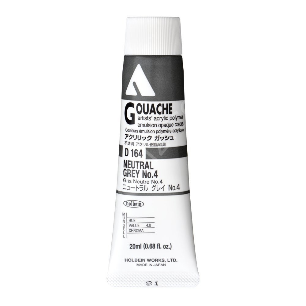 Holbein Akrilik Guaj 20 ml (D164) Neutral Grey No.4 A Seri