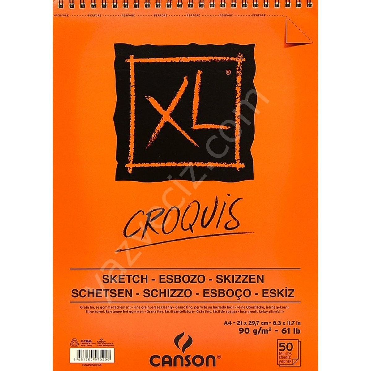 canson Xl Croquis Sketch A4 Üstten Spiralli Eskiz Çizim Defteri 90gr 50 Yaprak