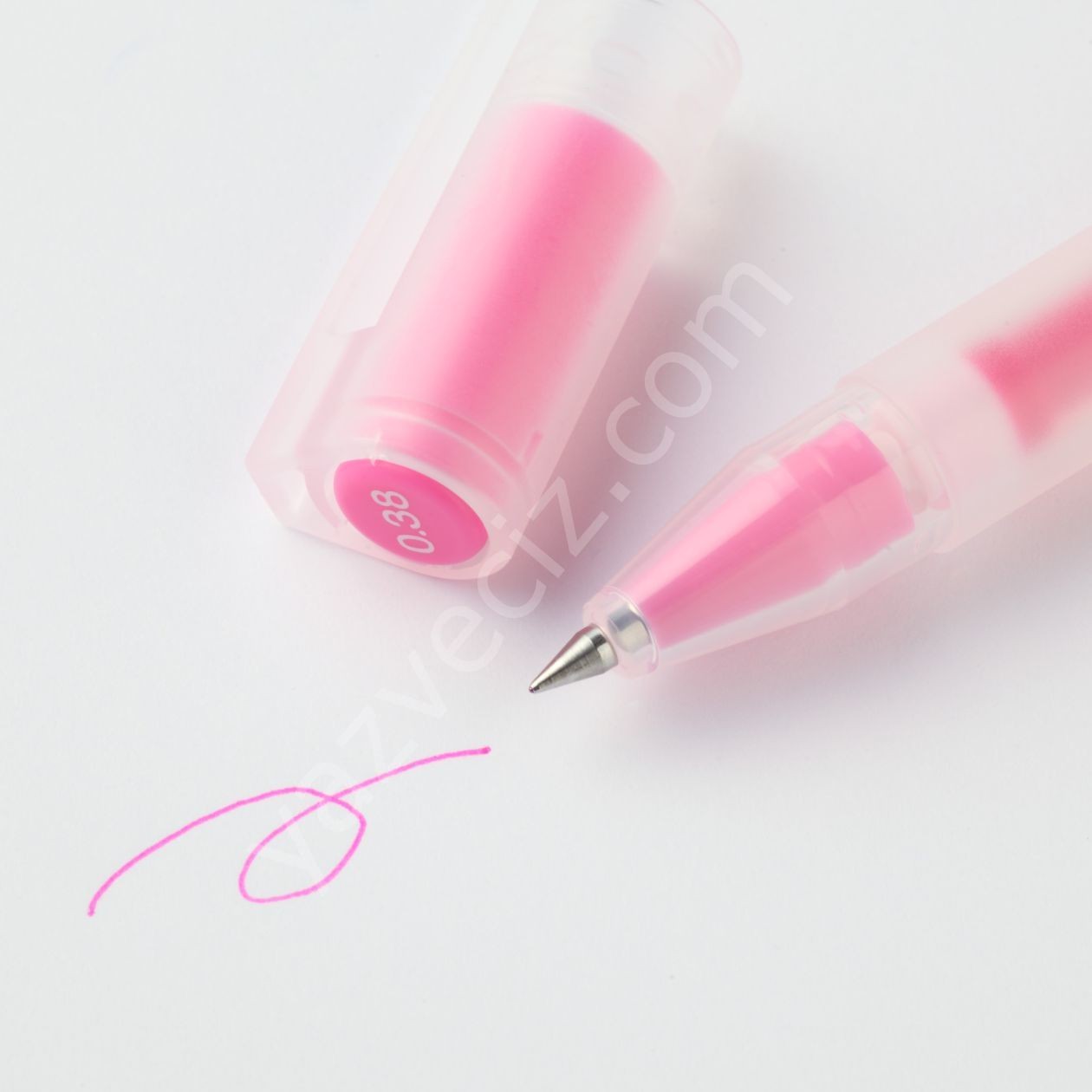 Muji Polypropylene Gel ink Ballpoint Pen Cap Style 0,38mm Pink, Pembe Jel Kalem