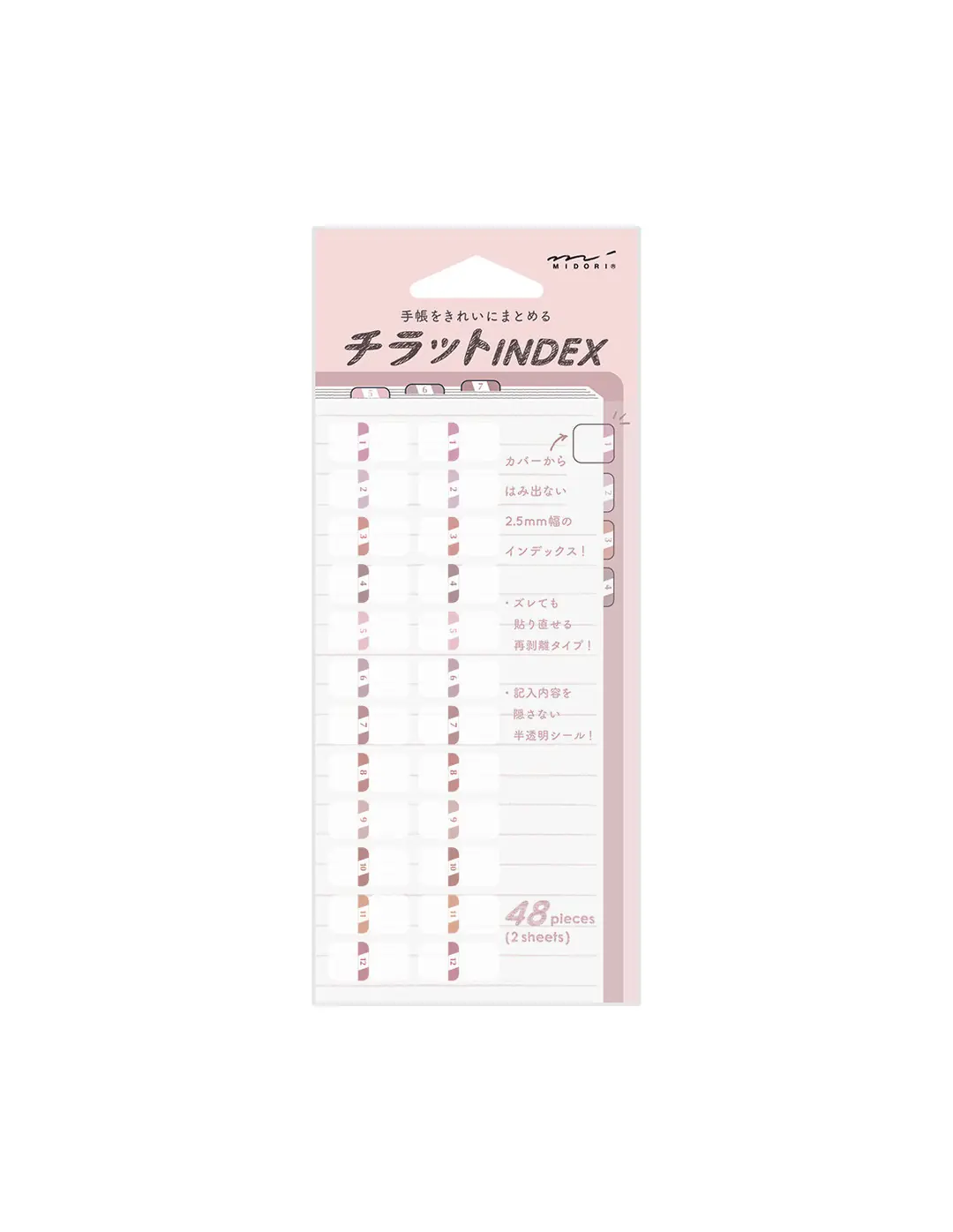 Midori Index Sayfa Ayırıcı Pink Numbers Etiket