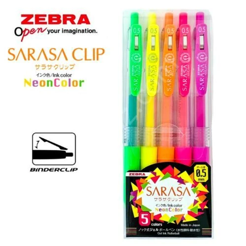 Zebra Sarasa Neon Color 5'li Jel Kalem Seti 0,5mm