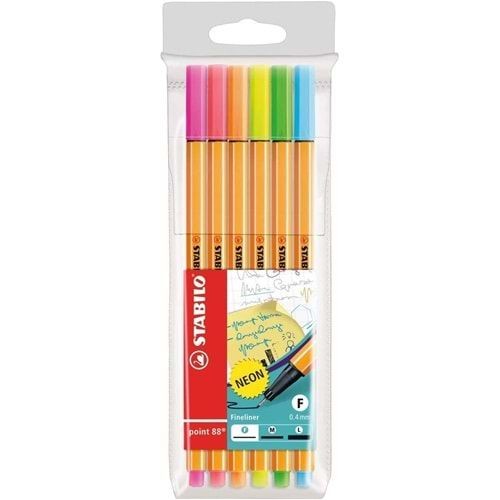 stabilo point 88 6'lı neon kalem seti