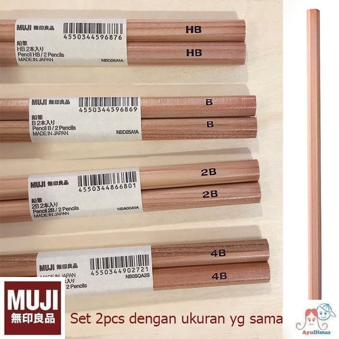 Muji Doğal Ahşap Kurşun kalem B ,  2'li