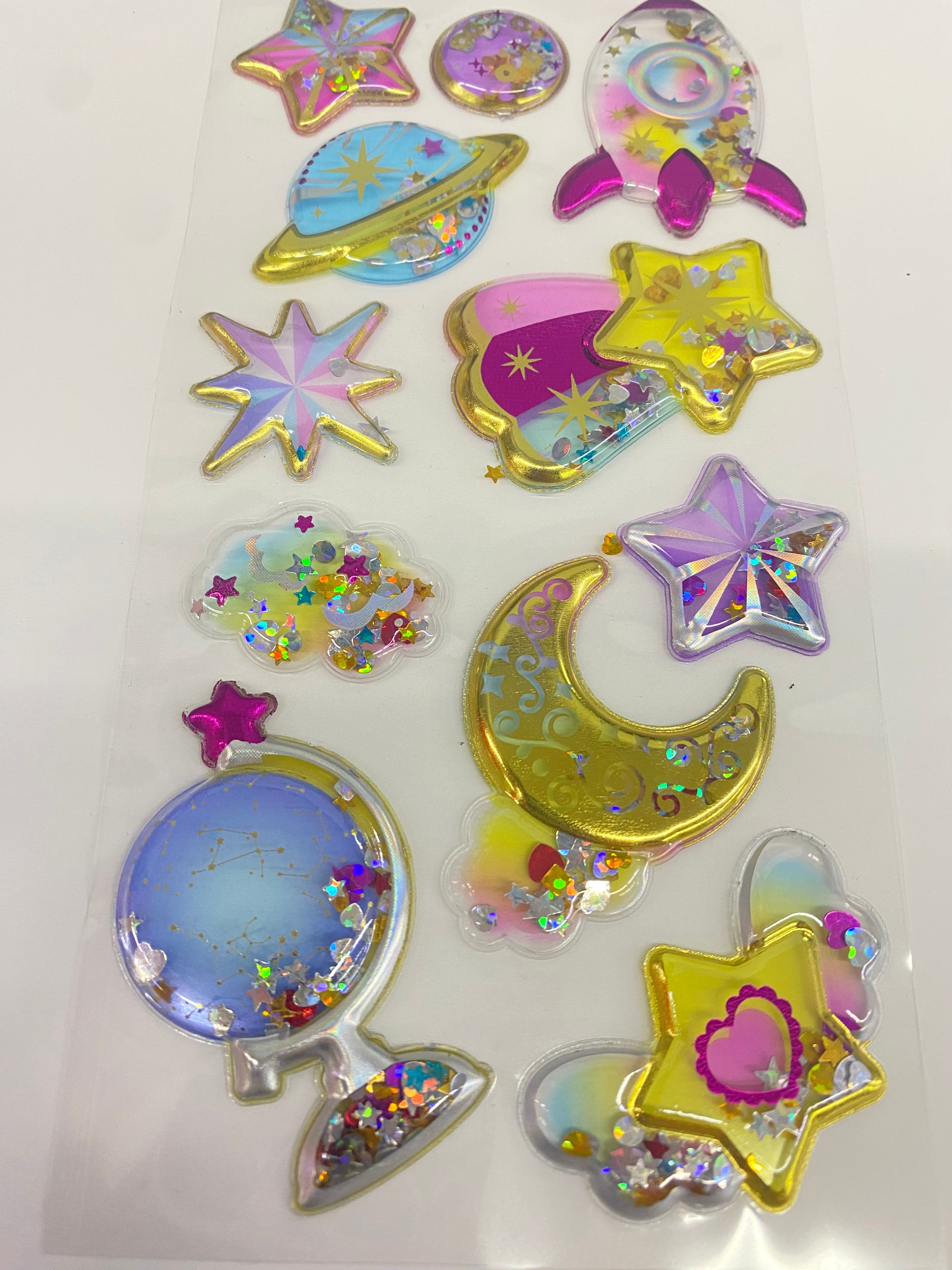 Kore Tasarım Yıldız-Gezegen Temalı Glitter Magic Sticker Çıkartma